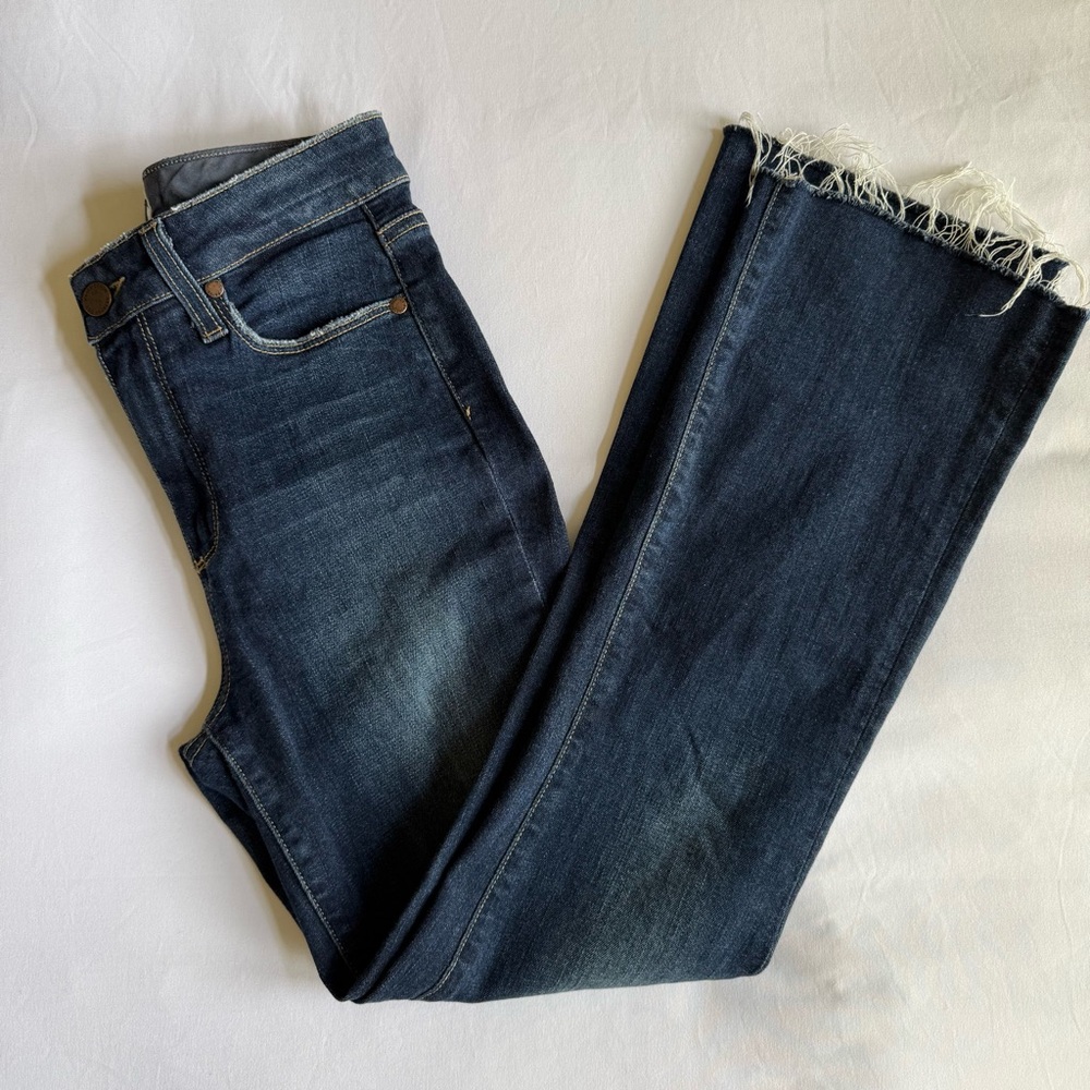 Paige Dark Blue Frayed Hem Women's Jeans